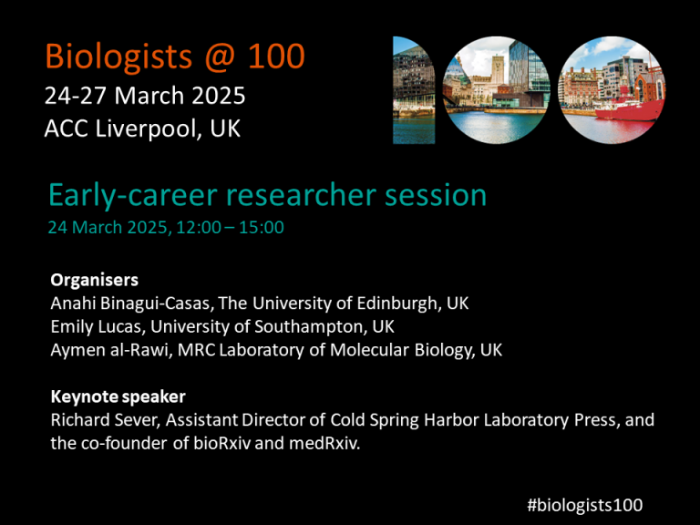 Join us at the Biologists @ 100 conference early-career researcher event